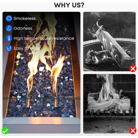 10-Pound Fire Glass - 1/4 inch Reflective Tempered Fire Glass, Pacific Blue - Picture 3 of 6